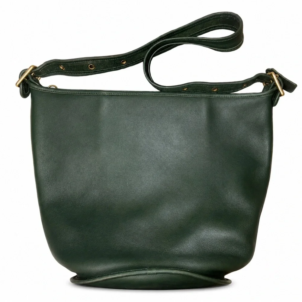 COACH Bottle Green Glove Tanned Leather Duffle Sac XL Bucket Bag 9085 USA COA